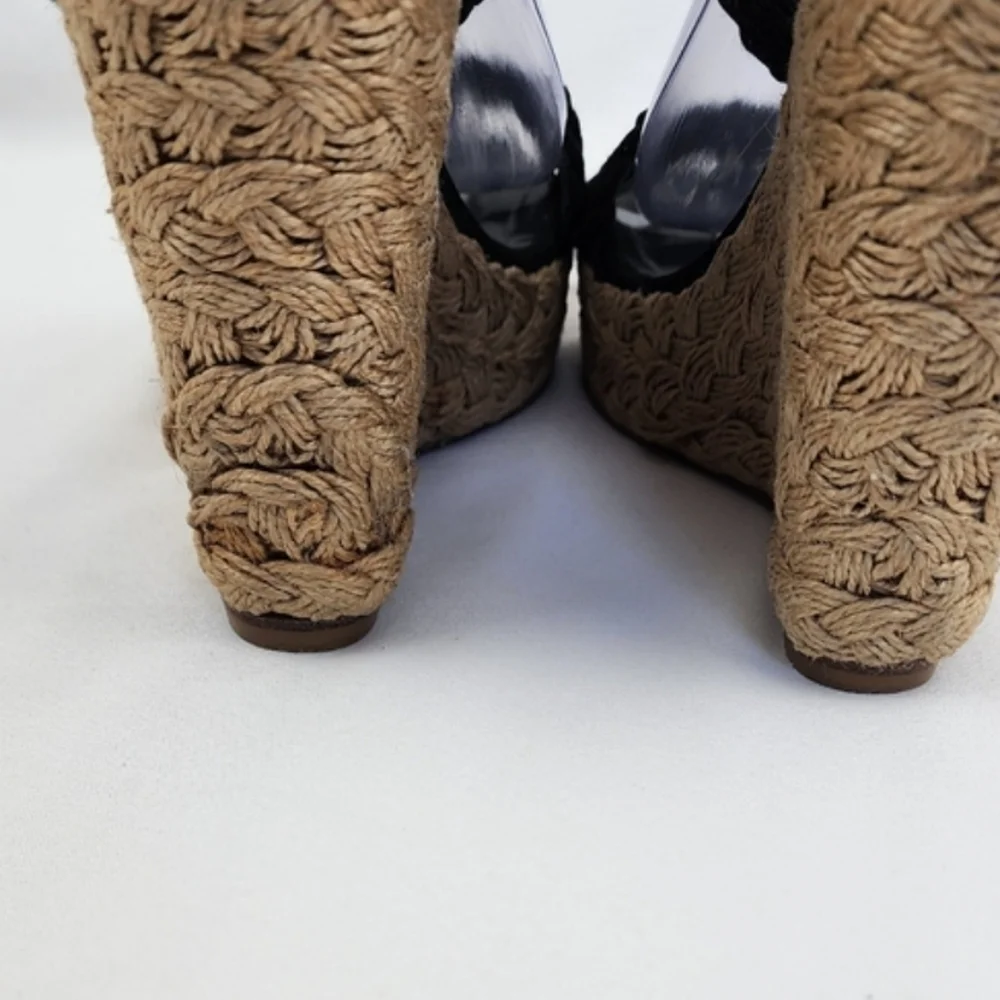 Stuart Weitzman Black Wedge Sandals